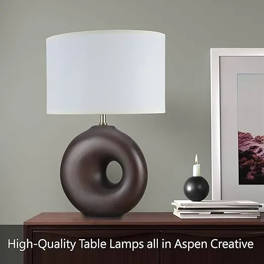 Aspen Creative 40046-1, 32 1/2" High Traditional Ceramic Table Lamp, Tangerine with Crystal Base and Empire Shaped Lamp Shade in White, 16" Wide