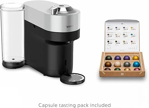 Nespresso Vertuo Pop+ Deluxe Coffee and Espresso Machine by De'Longhi, 120 Volts, Silver