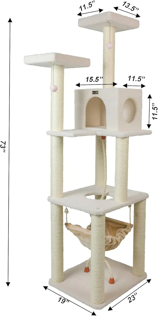 Armarkat Deluxe Cat Tree, Model B7301, Ivory, 27"(L)X24"(W)X73"(H)