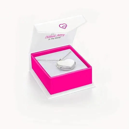 925 Sterling Silver Girls 16" Polished Heart Pendant Locket Necklace for Young Girls - Photo Locket Pendant Necklace for Preteens & Teens - Memory Locket Necklaces for Pre-Teen Girls