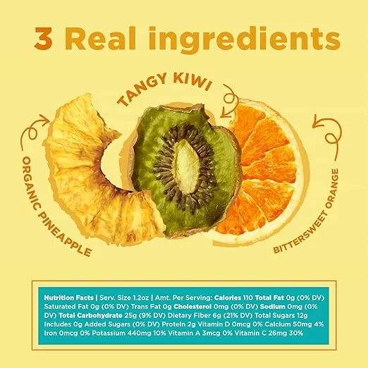 RIND Snacks | Tropical Blend | Bittersweet Orange, Organic Pineapple, & Tangy Kiwi | Dried Fruit Superfood | Chewy Snack | Fiber Rich | Vitamins A, C, & E | Paleo | Vegan | Fruit Snacks | 3 oz | 3 Pk