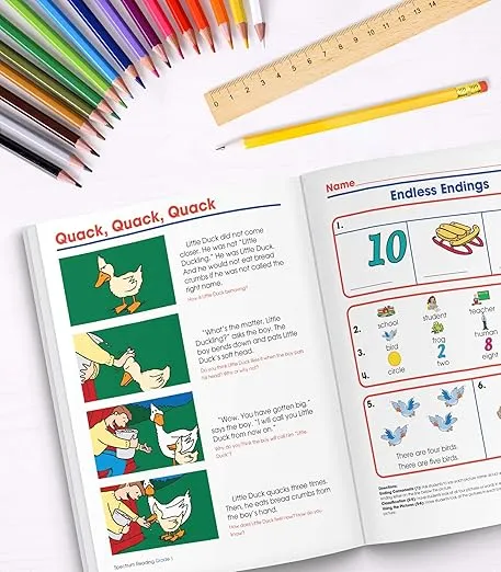 Spectrum 1st Grade Reading Comprehension Workbook, Ages 6 to 7, Reading Grade 1, Letters and Sounds, Sight Words Recognition, and Nonfiction and Fiction Passages - 158 Pages (Volume 20)