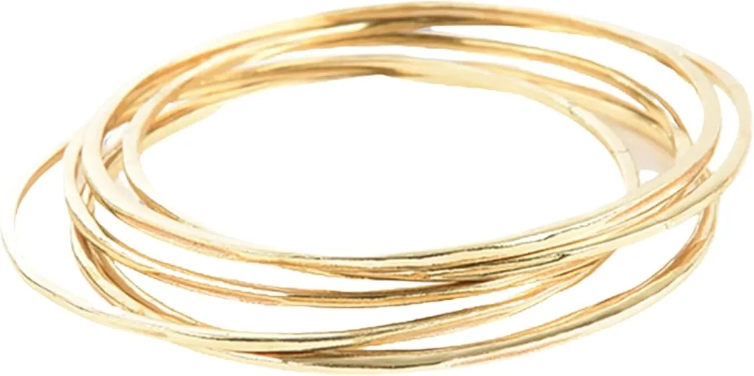 INK + ALLOY Thin Gold Bangles for Women, Katherine Boho Stackable Bracelets, Handmade Jewelry for the Modern Bohemian, Set of 6 (Gold)