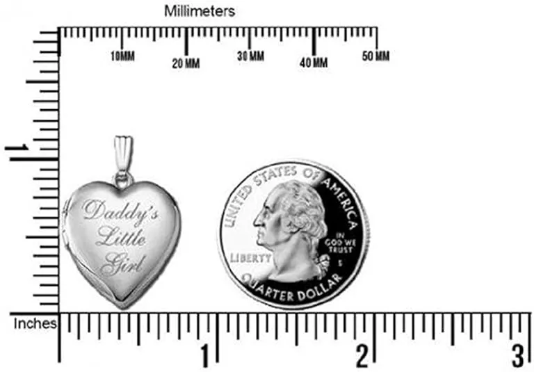 PicturesOnGold.com Sterling Silver 'Daddy's Little Girl' Heart Locket Pendant Necklace - 3/4 Inch X 3/4 Inch