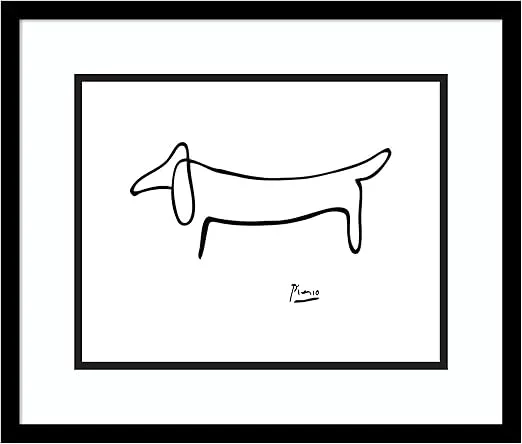 Amanti Art Wood Framed Wall Art Print Le Chien (The Dog) by Pablo Picasso (20 in. W x 17 in. H), Black Gallery Deep Frame - Small