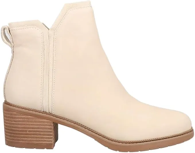 TOMS Womens Hailey Round Toe Pull On Casual Boots Ankle Low Heel 1-2" - Beige