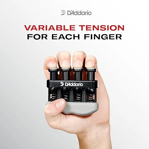 D'Addario Accessories Varigrip Finger Strengthener with Fiddilink - Finger Exerciser & Guitar Trainer with Simulated Strings for Callus Building - Strengthening & Coordination Tool for Guitar Players