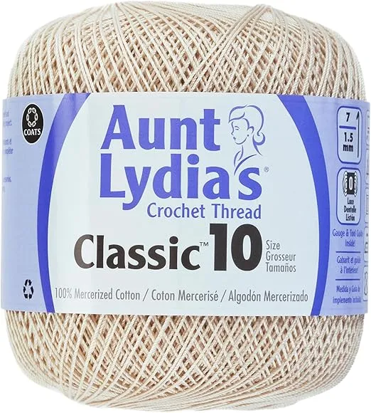 Coats Crochet 154-226 Aunt Lydia's Crochet, Cotton Classic Size 10, Natural