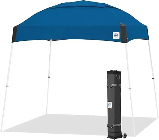 E-Z UP Dome Instant Shelter Canopy, 10' x 10', Vented Top with Wide-Trax Roller Bag & 4 Piece Spike Set, Royal Blue