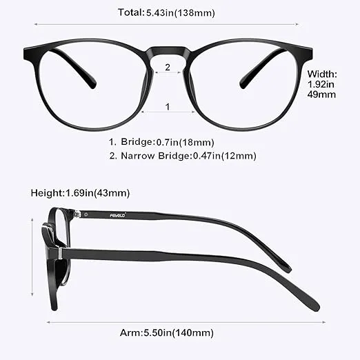 Blue Light Blocking Glasses Women/Men,Retro Round Anti Eyestrain Computer Gaming Glasses(2Pack)