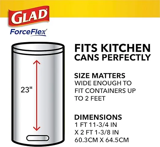 Glad ForceFlex Tall Kitchen Trash Bags, 13 Gallon, Gain Fresh Clean, 40 Count (Package May Vary)