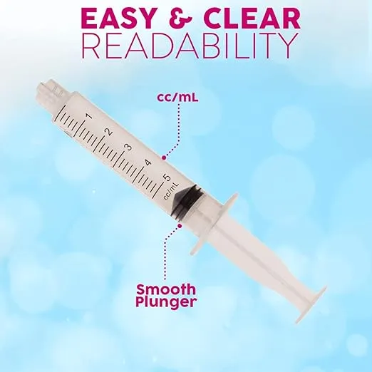 Care Touch CTSLL5 Luer Lock Tip Syringe, 5 mL, 100 Disposable Syringes Without Needles