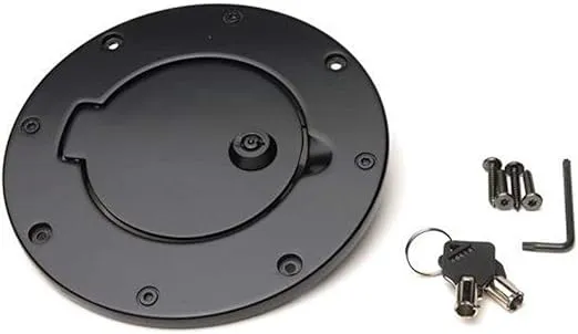 RAMPAGE PRODUCTS Locking Gas Cover | Billet Style, Aluminum, Black | 85007 | Fits 2007 - 2018 Jeep Wrangler JK