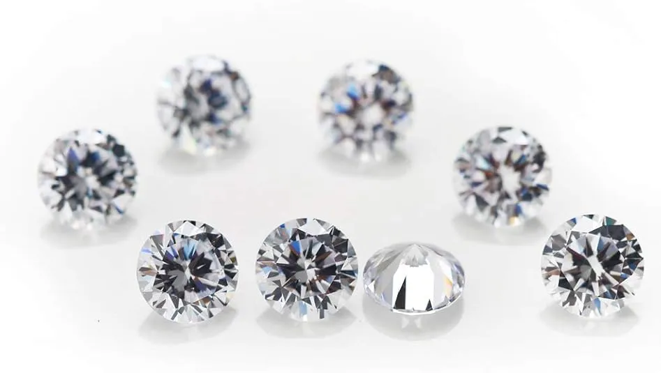 1000pcs 5A Round Machine Cut White Cubic Zirconia Stone Loose CZ Synthetic Gemstone for Jewelry Making