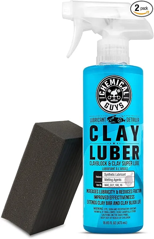Chemical Guys CLAY_BLOCK_KIT Clay Block V2 and Clay Luber, Clayblock and Clay Super Lube, 16 fl oz