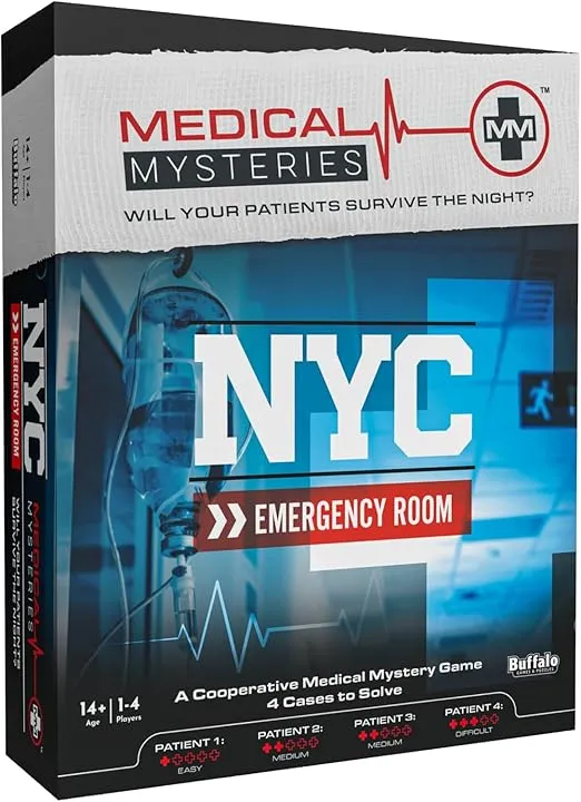 Buffalo Games - Medical Mysteries: NYC Emergency Room - New Game Night Staple - Escape Room - Cooperative Strategy Game - Adult Party Game - Ages 14 and Up
