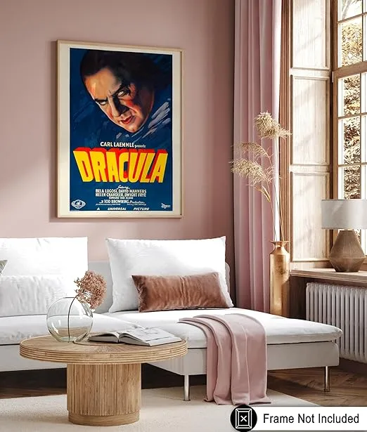 Poster Master Vintage Dracula Movie Poster - Retro Dracula Print - Horror Movie Art - Spooky Gift for Him, Her, Hollywood Movie Fan - Halloween Decor for Living Room, Bedroom - 8x10 UNFRAMED Wall Art