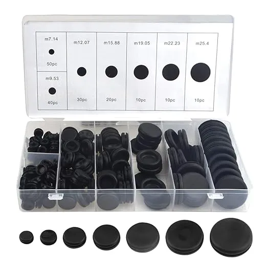 WMYCONGCONG 170 PCS Rubber Grommet Kit Round Rubber Firewall Hole Plug 7 Sizes Black Double Sided Electrical Wire Gasket Kit for Auto Body and Sheet Metal
