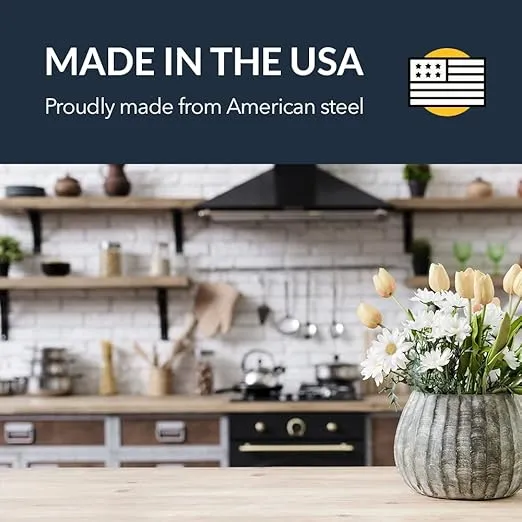 Iron Supports Universal Heavy-Duty Commercial Bracket - Industrial Support Brackets - Steel Mounting Bracket for Shelves, Vanities, Buffets, Desks (White - 12" Deep x 8" High, Right Hand)