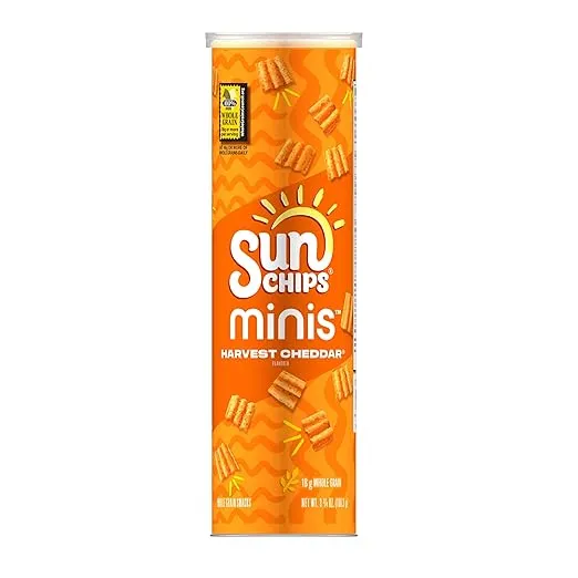 SunChips Minis, Harvest Cheddar Whole Grain Chips, 3.75 oz Canister