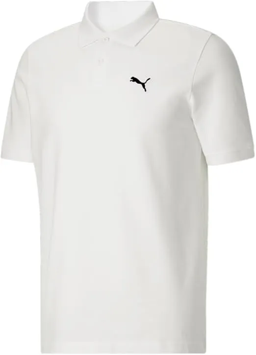 PUMA Mens Essentials Pique Small Logo Short Sleeve Short Athletic Casual - White