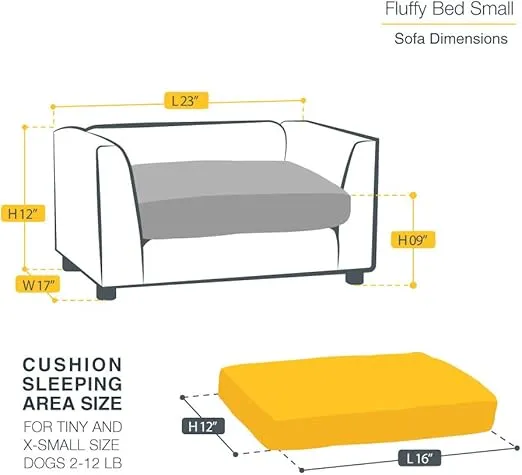 Keet Moots Leatherette Dog Sofa, Faux Leather Pet Sofa, Deluxe Sofa Pet Bed, Comfortable Sofa for Dogs, Easy to Coordinate, Durable, Stylish and Easy to Clean Dog Sofas, Charcoal, Small