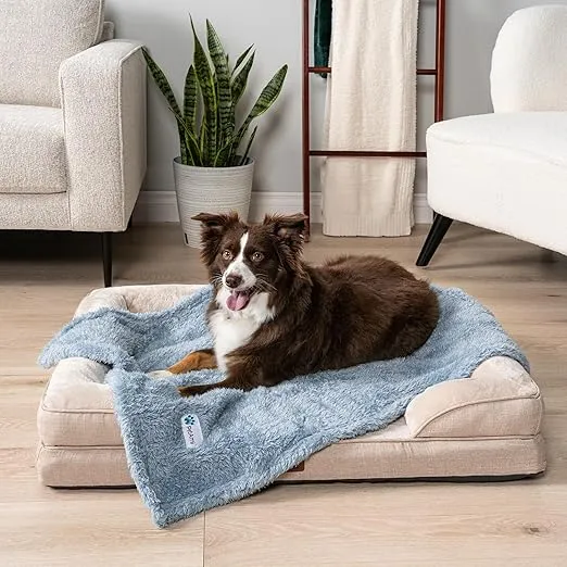 PetAmi Dog Blanket for Small Dogs Blue, Fluffy Soft Puppy Blanket, Sherpa Fleece Cat Blanket for Kitten Doggie, Calming Pet Blanket Throw for Couch Sofa Bed Washable, Small 24x32