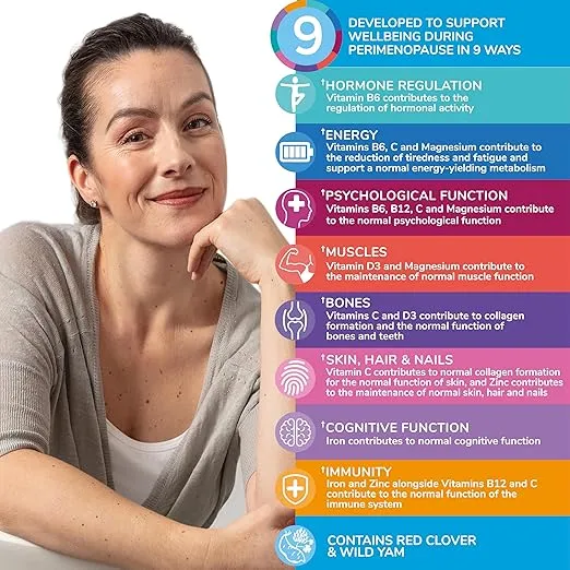 Health & Her Perimenopause Multi-Nutrient Support, Support for Wellbeing During Pre-Menopause (Early Stage of Menopause) Perimenopause Supplements for Women, Perimenopause Vitamins, Vegan (60 ct.)