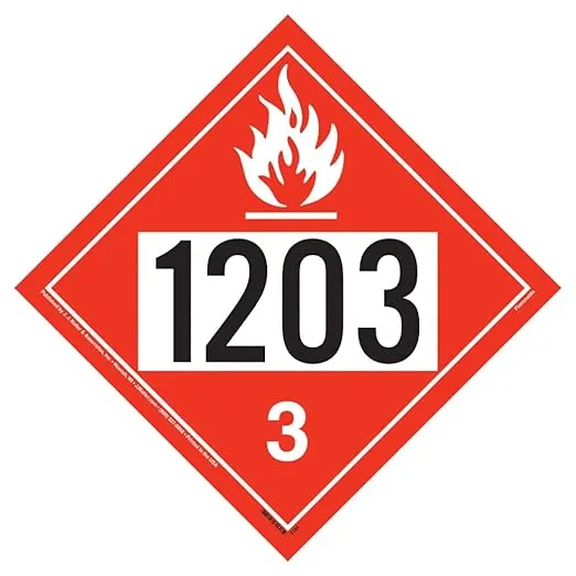 1203 Placard, Class 3 Flammable Liquid 25-pk. - 10.75" x 10.75" Permanent Self Adhesive Vinyl - J. J. Keller & Associates - Complies with DOT Hazmat Placard Requirements
