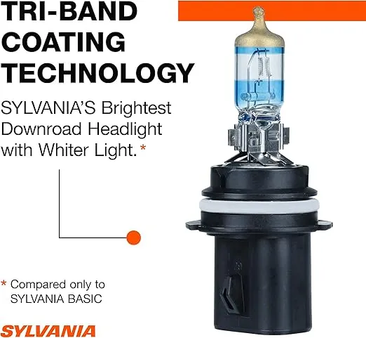 SYLVANIA - 9007 SilverStar Ultra - High Performance Halogen Headlight Bulb, High Beam, Low Beam and Fog Replacement Bulb, Brightest Downroad with Whiter Light, Tri-Band Technology (Contains 2 Bulbs)