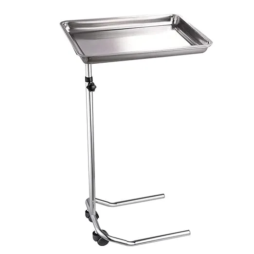 ZeHuoGe Adjustable Mayo Tray Stand Mobile Metal Trolley Stand Height-Adjustable with Casters Removable Stainless Steel Tray Medical Salon Equipment 13.2 Lbs Capacity US Delivery