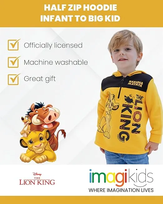 Disney Fleece Half Zip Hoodie Infant to Big Kid Sizes (12 Months - 18-20)