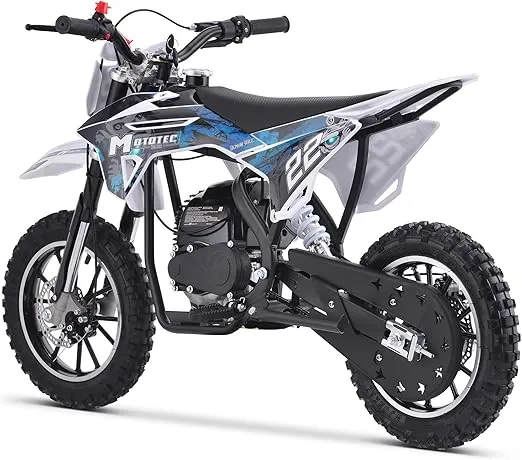 MotoTec 50cc Demon Kids Gas Dirt Bike 2-Stroke Motorcycle Pit Bike Blue