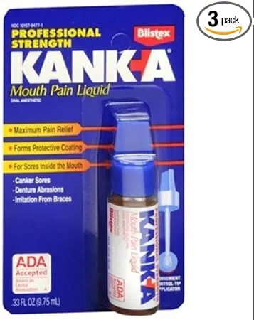 Kank-A Mouth Pain Liquid Maximum Strength 0.33 oz (Pack of 3)