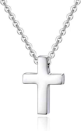 Xianli Wang Tiny Simple Cross Pendant for Children Kids Boys Girls Women Stainless Steel Small Necklace