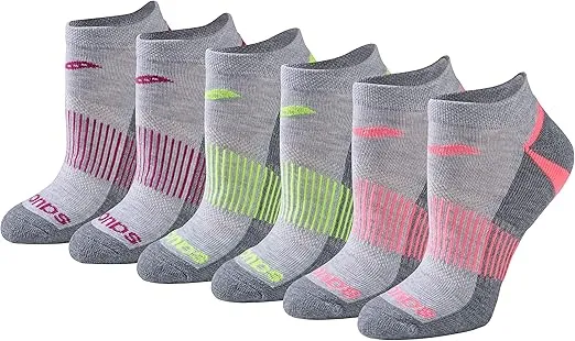 Saucony Women's RunDry Performance Selective Cushion Socks, Available in S-L (6, 12 Pairs )
