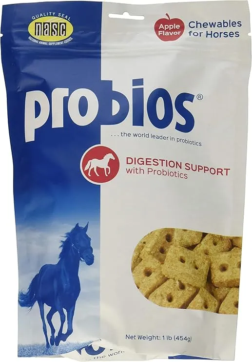 (3 Pack) Probios Probiotic Treats For Horses, Apple Flavor, 1 Pound Each