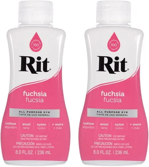 Rit Dye Multi-Purpose Liquid 8 OZ. | Great for Clothing, Accessories, Décor, and Much More | 2-Pack, Fuchsia