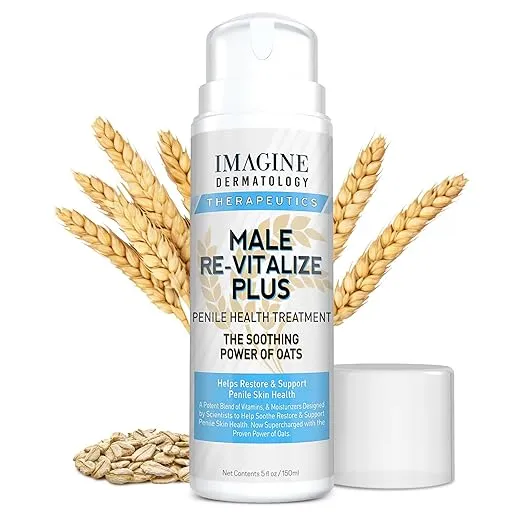 Male Re-Vitalize PLUS - Oats Penile Health Cream for Men - Relieve, Restore and Support Skin - Moisturizer Penile Lotion - Large Value Size (5fl oz/150ml)