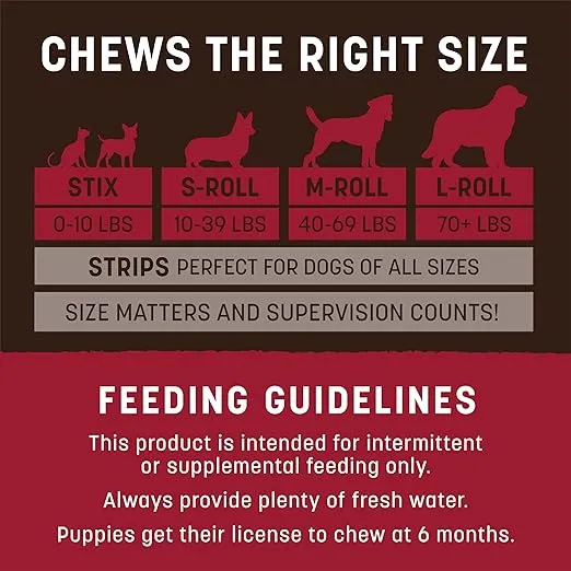Earth Animal No Hide Small Long Lasting Dog Chew Rolls, Beef, 2 Count Pack of 3