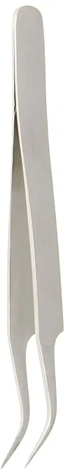 Hakko CHP 7-SA Stainless Steel Non-Magnetic Precision Tweezers with Very-Fine Point Curved Tips, 4-1/2" Length