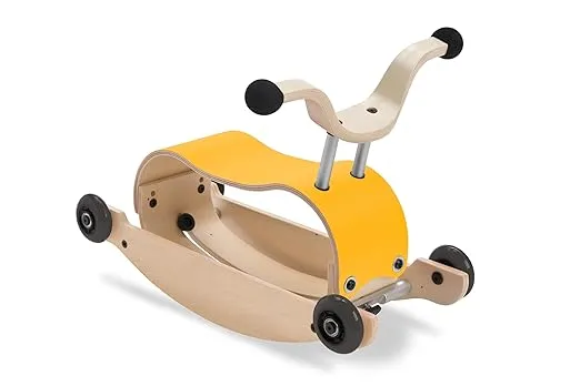 Wishbone Mini-Flip Mix & Match in Yellow - Baby Walker That Converts - 3-in-1 Walk, Scoot and Rock