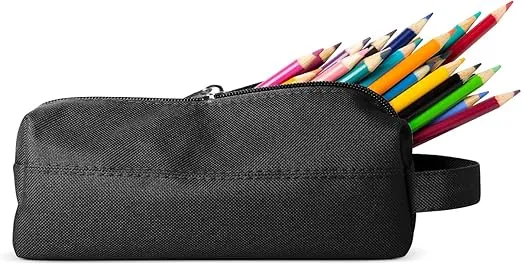 Simple Modern Pencil Case, Pouch, Box for School | Kids Durable Bag Organizer for Office, Makeup and Travel Supplies| Polyester Zip Pouch | Hudson Collection | Midnight Black