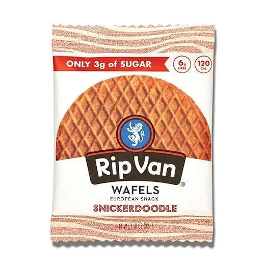 Rip Van Wafels Snickerdoodle Stroopwafels - Healthy Snacks - Non GMO Snack - Keto Friendly - Office Snacks - Low Sugar (3g) - Low Calorie Snack - 48 Pack