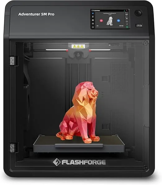 Flashforge Adventurer 5M Pro 3D Printer, 600mm/s High Speed 3D Printer with Auto Leveling, Quick Release Nozzle, PEI Plate and Dual Filtration System, 8.7 x 8.7 x 8.7in