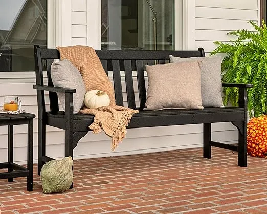 POLYWOOD Vineyard 60" Outdoor Patio, Black Bench