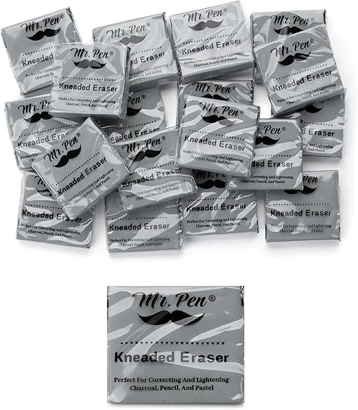 Mr. Pen- Kneaded Eraser, 18 Pack, Gray, Kneaded Erasers for Artists, Gum Eraser, Art Eraser, Kneadable Erasers, Moldable Eraser, Art Erasers for Drawing, Artist Eraser, Drawing Erasers, Art Gum Eraser