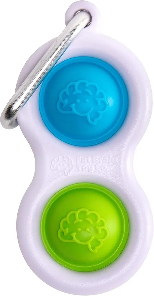 Fat Brain Toys Simpl Dimpl - Simple Dimple - Blue/Lime - Popping Fidget Keychain