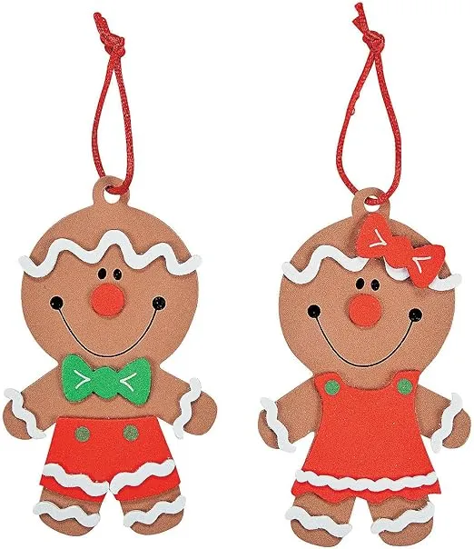 12 Big Head Gingerbread Ornament Craft Kit/Craft Kits/Christmas Ornaments/Holiday