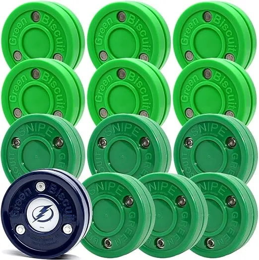 Green Biscuit 12 Pack 6 Original Passer/ 6 New Snipe 2.0 Shooters with NHL Puck/GB Sticker